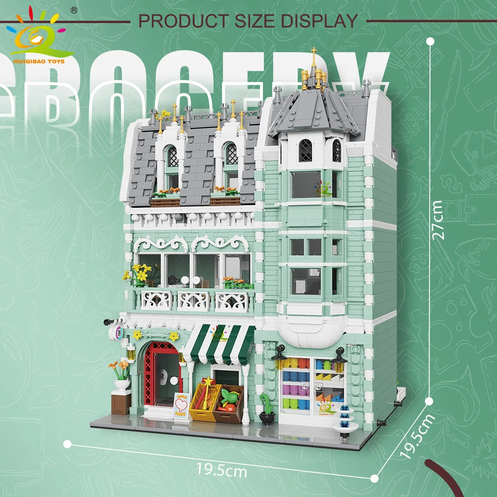 HUIQIBAO City Corner Coffee Shop Micro Building Blocks – 5 Sets to Collect