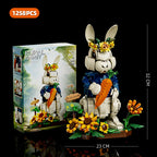 1258PCS Pastoral Rabbit Building Blocks – Floral Countryside Display Model