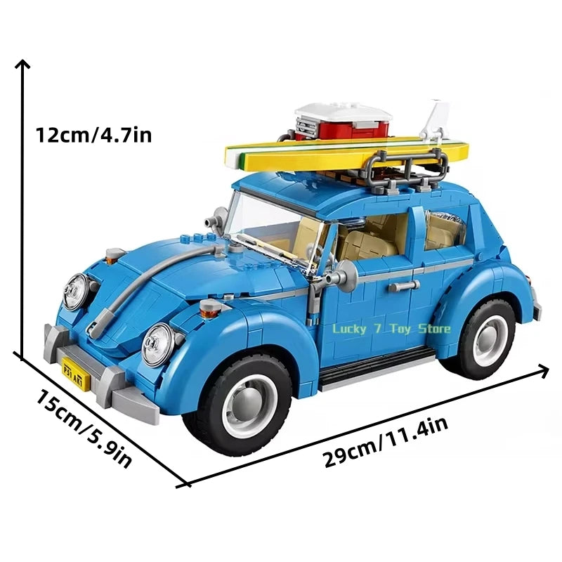 Blue Beetle Camper Van Building Block Set – 1,167 Pieces