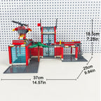 City Fire Station Building Block Set with Fire Truck &amp; Rescue Helicopter