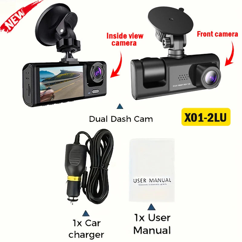 2/3 Channel WiFi Dash Cam – Front, Interior & Rear