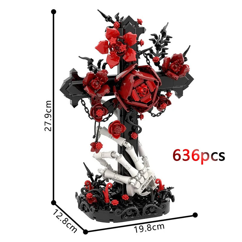 2026 Halloween MOC Building Block Collection – Crow, Skull, Rose &amp; Gothic Display Models