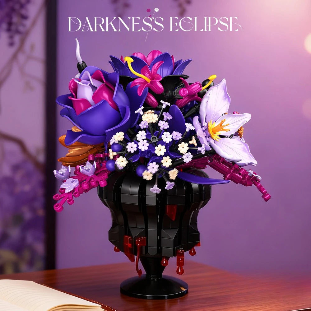 947PCS Gothic Blood Rose Bouquet Building Set