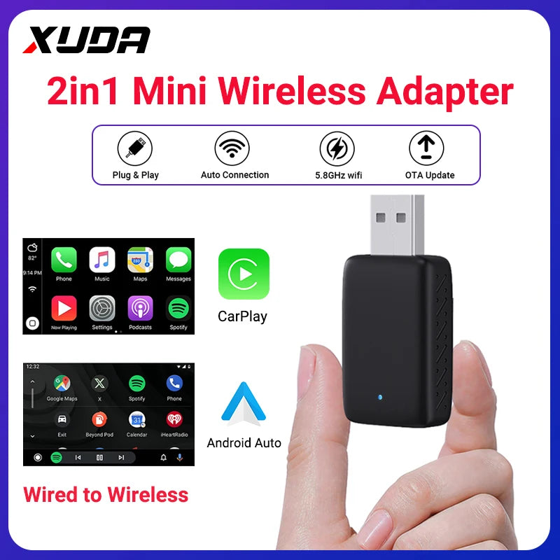 TOP SELLER - 2-in-1 Wireless CarPlay & Android Auto Adapter