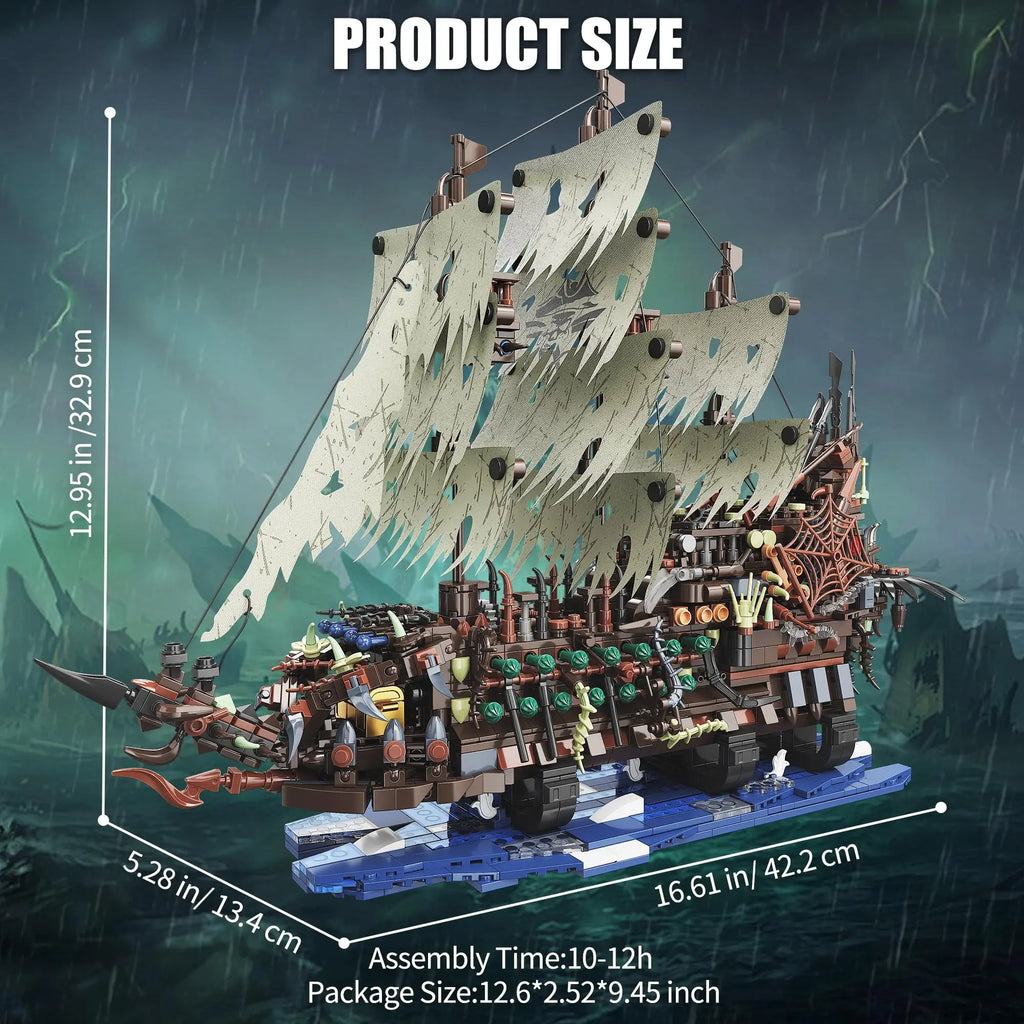 2,159 Pieces - LED Flying Dutchman Ghost Pirate Ship Building Block Set