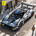 TOYLINX 1:8 Scale Silver-Blue Technic Racing Car Building Block Set – 3,526 Pieces