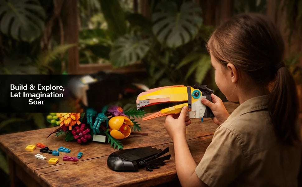 1068PCS Toucan Bird Building Blocks – Colourful 3D Animal Display Model