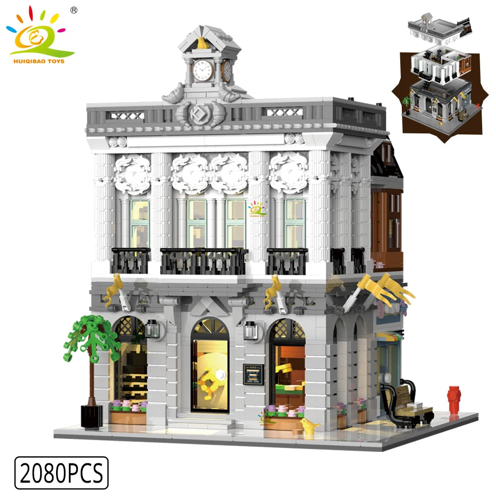 HUIQIBAO City Corner Coffee Shop Micro Building Blocks – 5 Sets to Collect