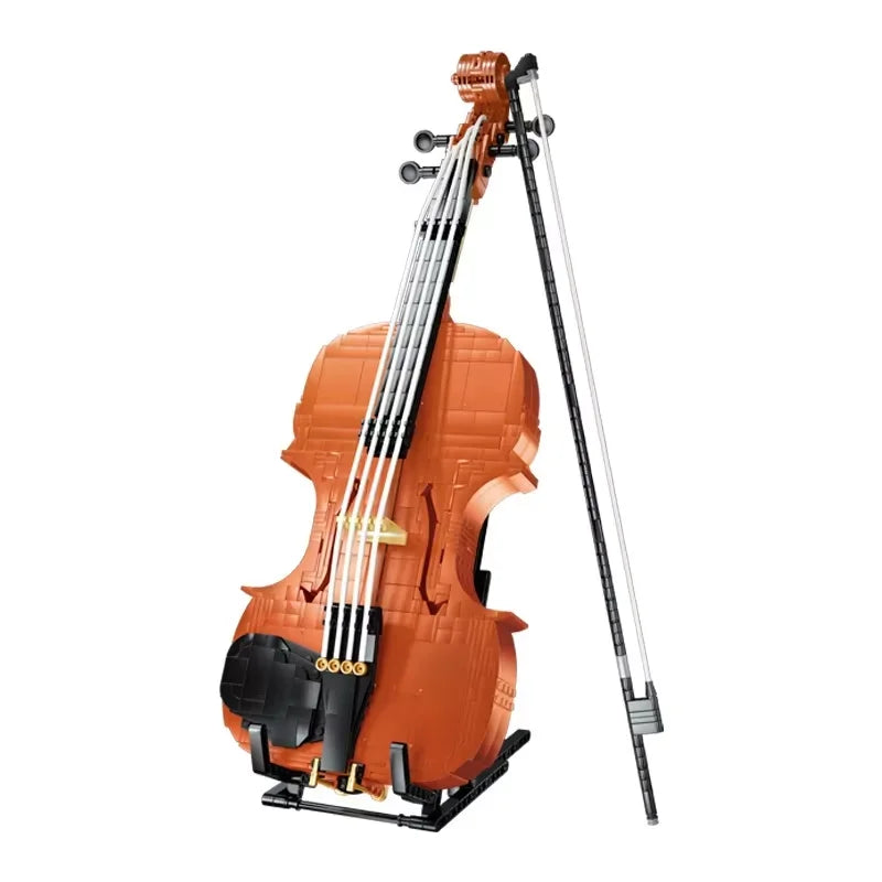 921 Pieces - Violin, Bow &amp; Display Stand Building Block Set