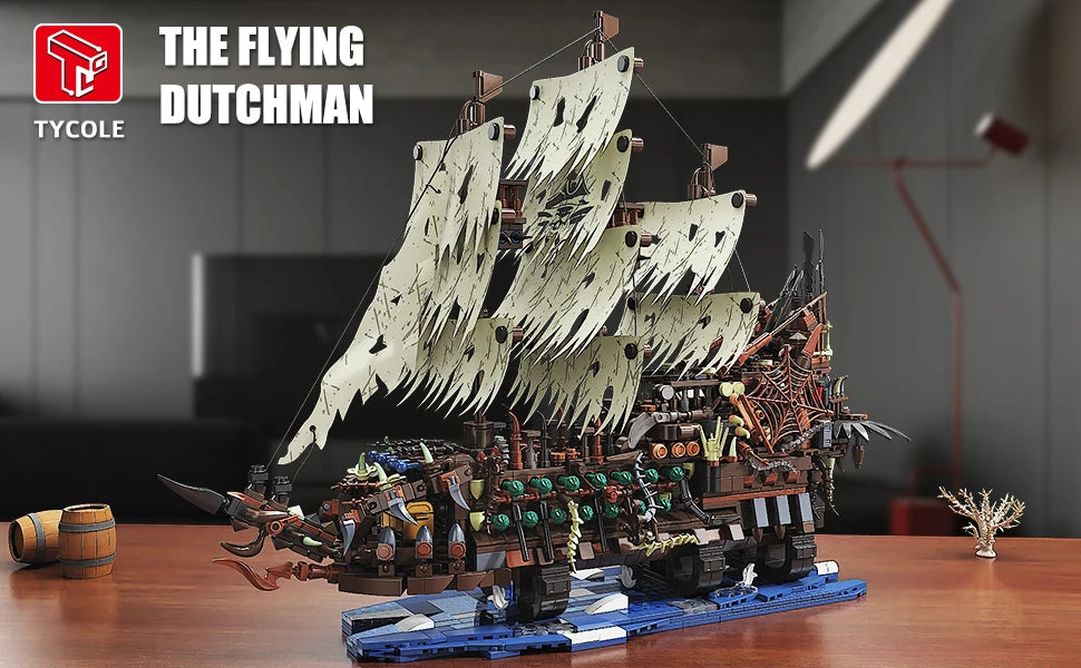 2,159 Pieces - LED Flying Dutchman Ghost Pirate Ship Building Block Set