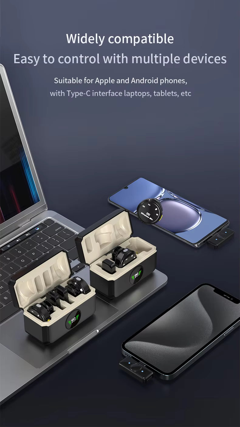 Wireless Dual Lavalier Microphone Kit for Android iPhone