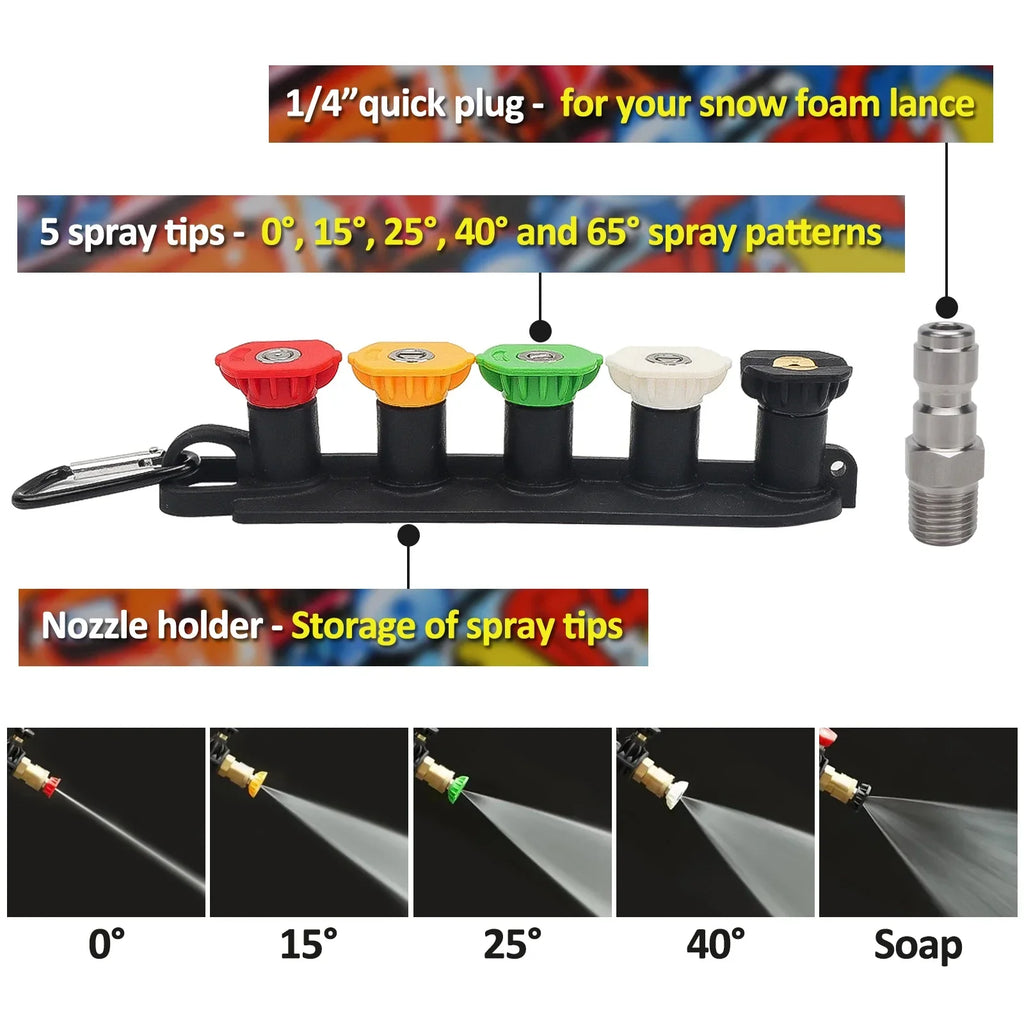 Pressure Washer Water Gun Kit with 1L Foam Cannon – Professional Car Cleaning Set