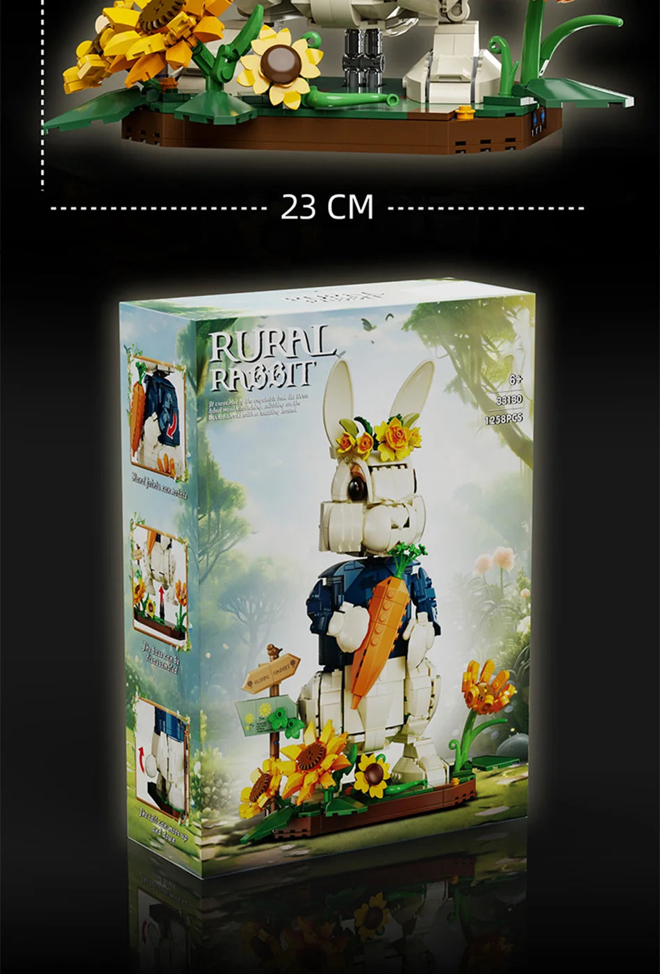 1258PCS Pastoral Rabbit Building Blocks – Floral Countryside Display Model