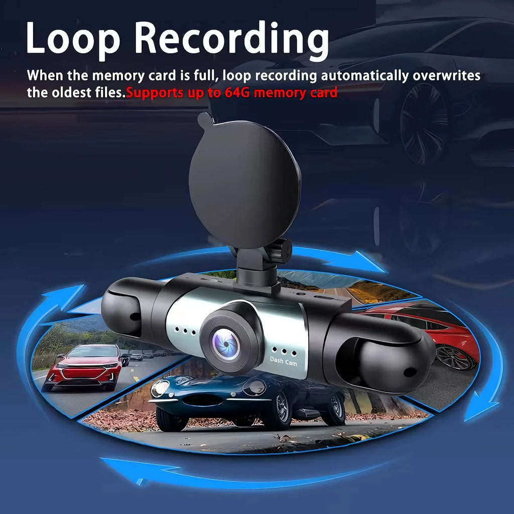 4-Camera 360° Dash Cam – Front, Rear & Side