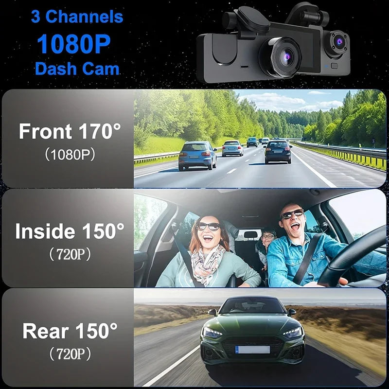 2/3 Channel WiFi Dash Cam – Front, Interior & Rear