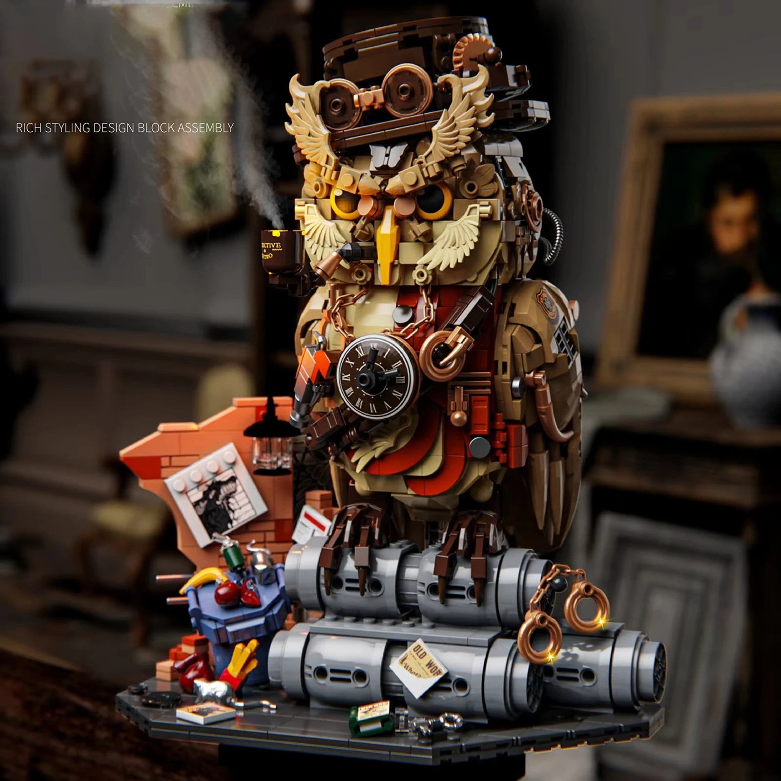 Mechanical Owl Detective Building Block Set – 1,286 Pieces