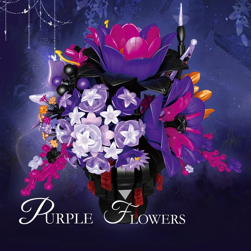 947PCS Gothic Blood Rose Bouquet Building Set