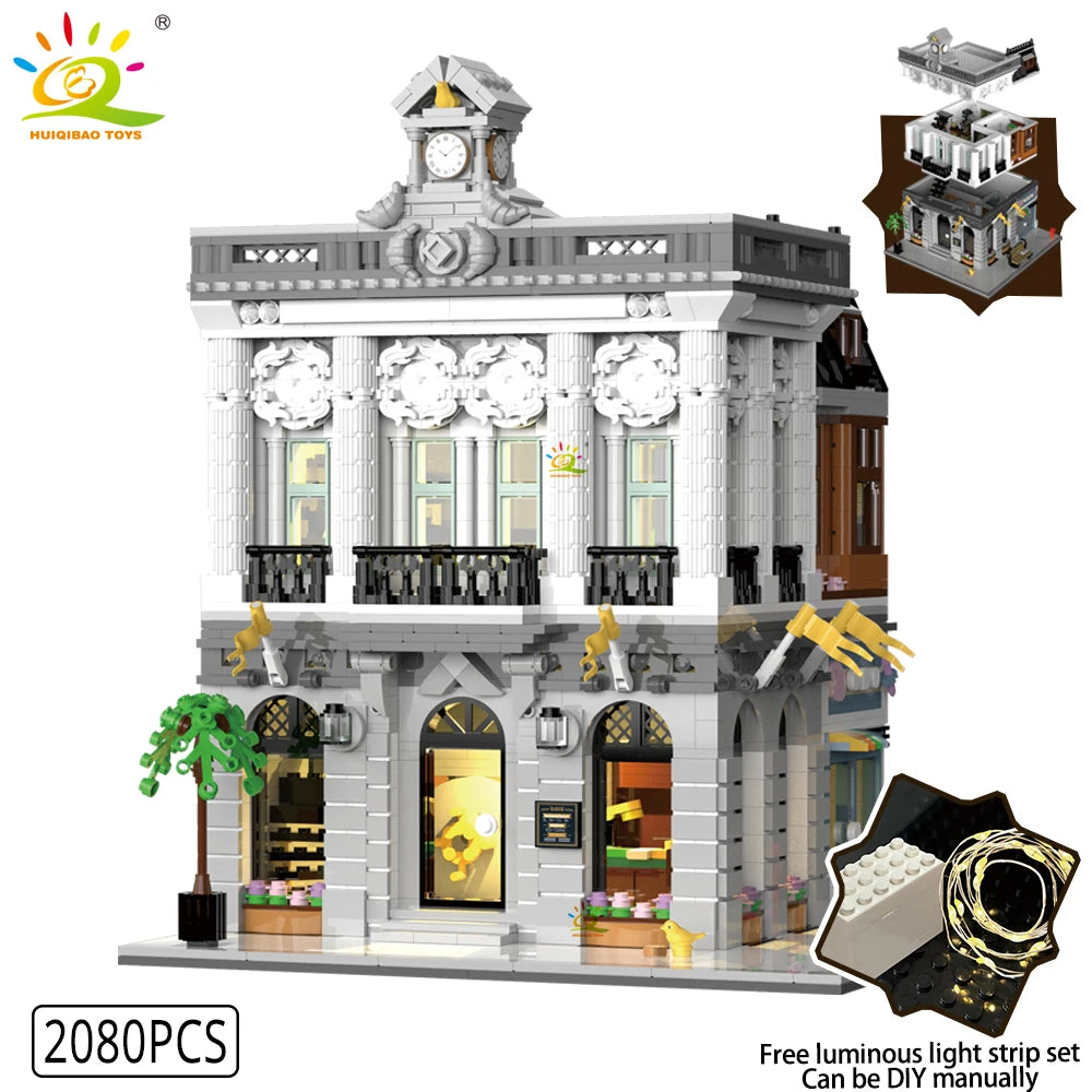 HUIQIBAO City Corner Coffee Shop Micro Building Blocks – 5 Sets to Collect