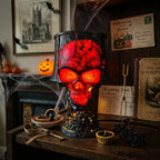 Lava Stone Skull LED Lamp – Gothic Halloween Resin Table Light