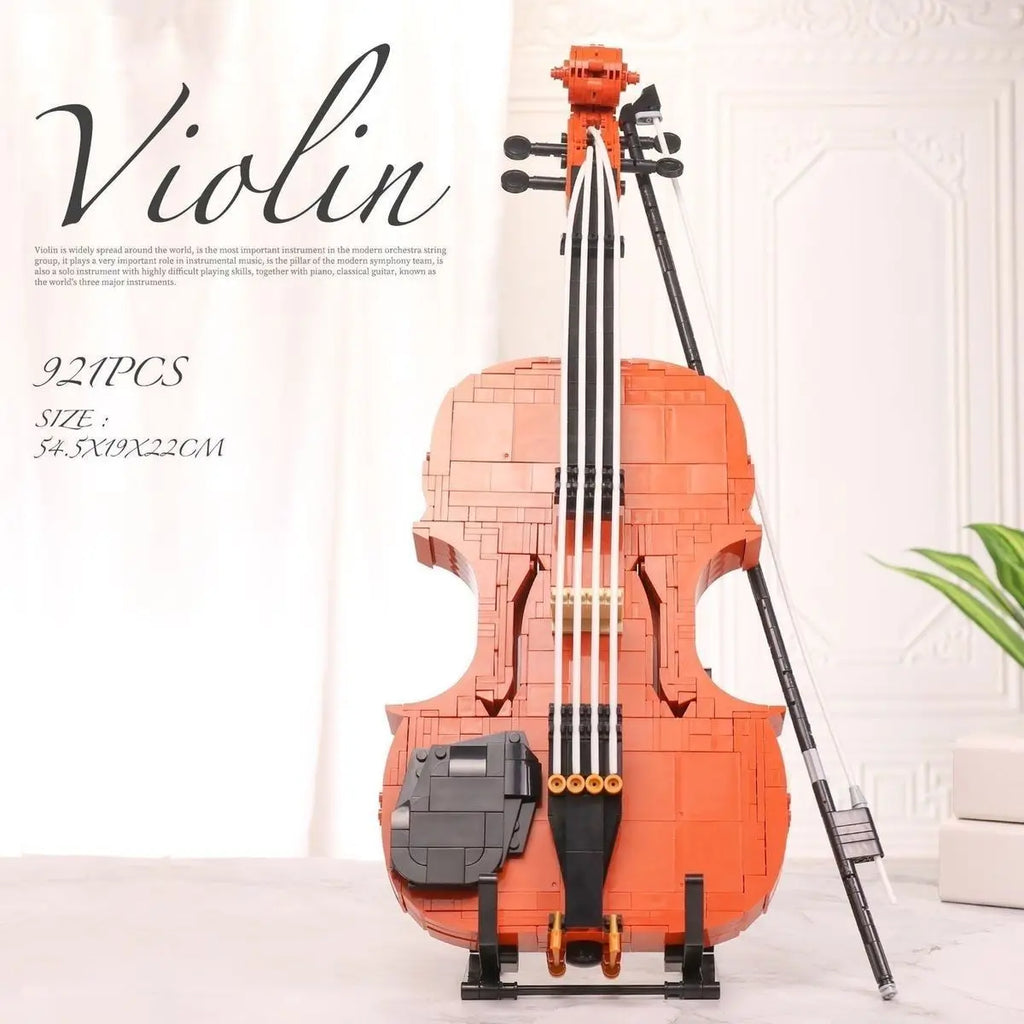 921 Pieces - Violin, Bow &amp; Display Stand Building Block Set