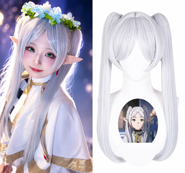 Silver White Double Ponytail Cosplay Wig