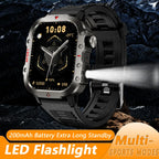 Smart Watch Bluetooth Voice Call Smart Watch with LED Flashlight Health Monitor Outdoor Sports Smart Watch