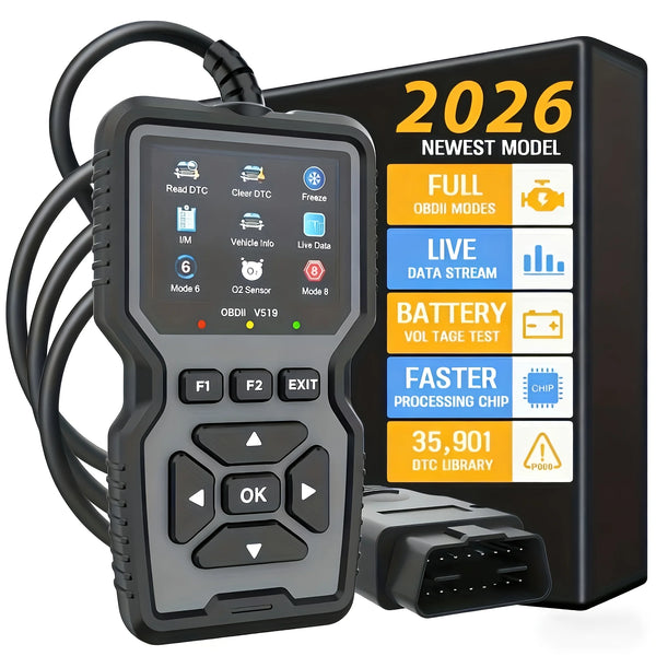 V519 Professional Obd2 Scanner - Usb-Powered Car Diagnostic Tool with Real-Time Data Stream, Full-Featured Obd Ii Testing (I/M Ready, Bod2/Eobd), Clears Engine Fault Lights, Reads/Erases Codes for Most Vehicles, Car Maintenance, Ergonomic Design, Durable Plastic Casing