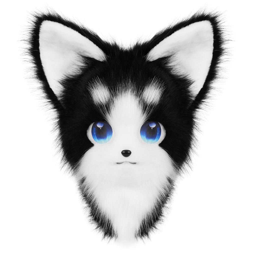 Animal Furry Fursuit Head Mask Plush Cat Fox Mask Costume Props for Halloween Cosplay Party