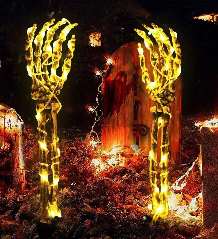 LED Halloween Skeleton Hand Ground Lights – Solar Powered Outdoor