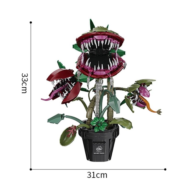 Creative Carnivorous Potted Plant Man-Eating Flower Building Blocks Home Decoration Collection MOC Bricks Toys for Children Gift