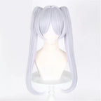 Silver White Short Double Ponytail High Quality Synthetic Wig | Anime Character Cosplay Wig Anime Reality Show Wig
