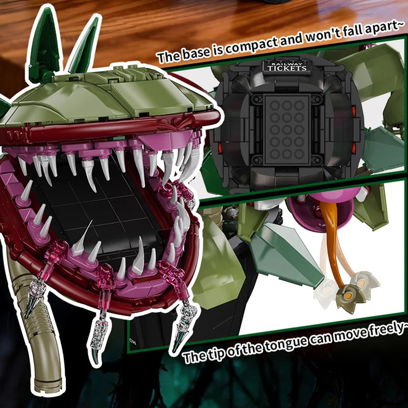 Creative Carnivorous Potted Plant Man-Eating Flower Building Blocks Home Decoration Collection MOC Bricks Toys for Children Gift