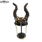 Halloween Ox Horns Headband Cosplay Prop Adult Fashion Show Beads Sequins Decor Devil Headdress Carnival Party