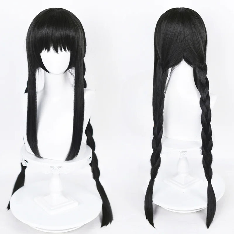 2 Styles Akemi Homura Cosplay Synthetic Wig 90Cm Long Black Wigs Cosplay Anime Wig Heat Resistant Hair Halloween