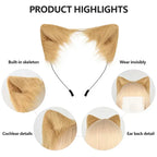 Fluffyanime Animal Fur Fox Tail Cat Paws Gloves and Ears Headwear Face Mask Cosplay Costume Set Halloween Party Accessorie