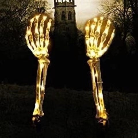 LED Halloween Skeleton Hand Ground Lights – Solar Powered Outdoor