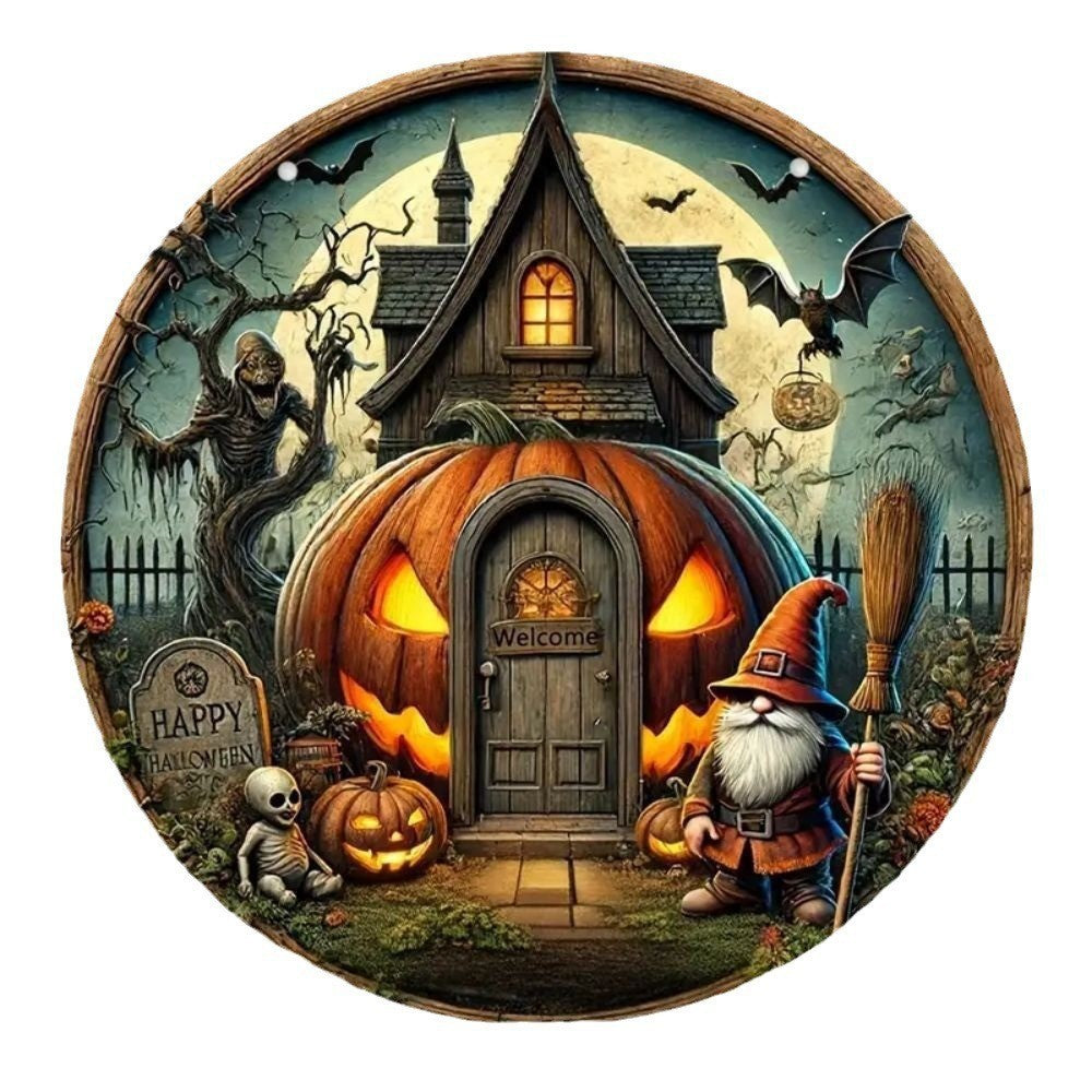Halloween Wooden House Number Hanging Sign