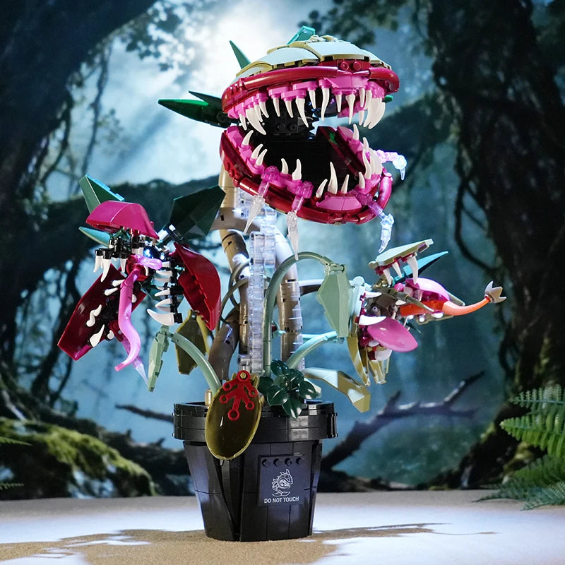 Creative Carnivorous Potted Plant Man-Eating Flower Building Blocks Home Decoration Collection MOC Bricks Toys for Children Gift