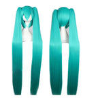 110Cm Cosplay Wig Aqua Pink Anime Long Synthetic Hair Clips 2 Ponytails Lolita Wig for Halloween