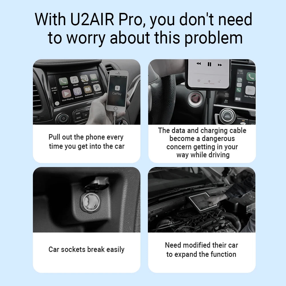 U2 Air Pro Car Play Adapter Wired Carplay Car to Wireless Faster Connect Speed Plug and Play Newest Dongle