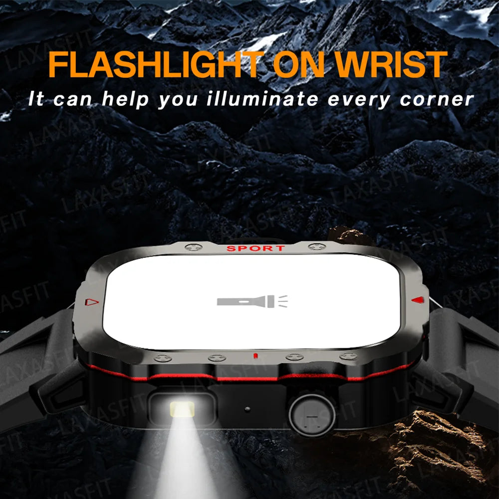 Smart Watch Bluetooth Voice Call Smart Watch with LED Flashlight Health Monitor Outdoor Sports Smart Watch