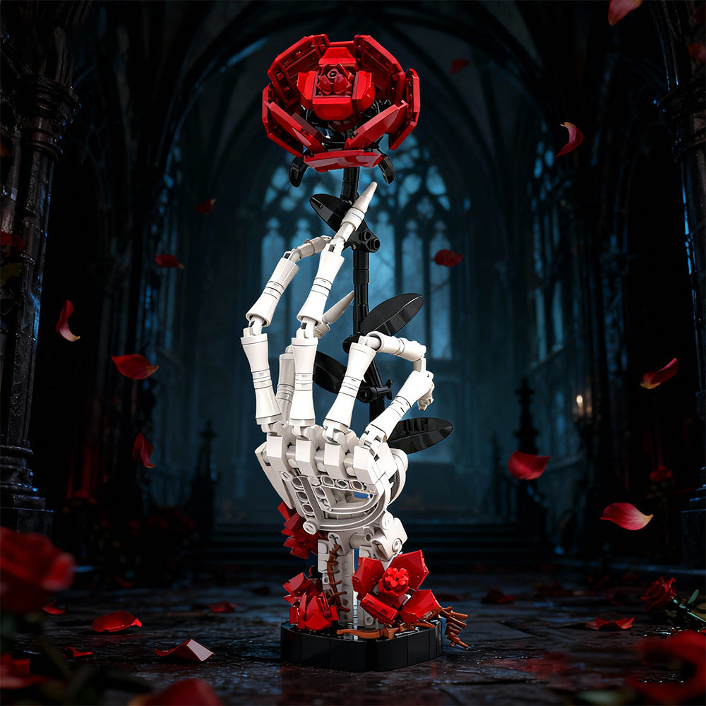 Skeleton Hand with Gothic Cross & Rose Building Block Set