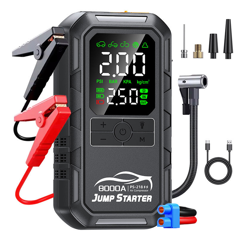 Portable 8000A Car Jump Starter with Digital Tyre Inflator & Power Bank