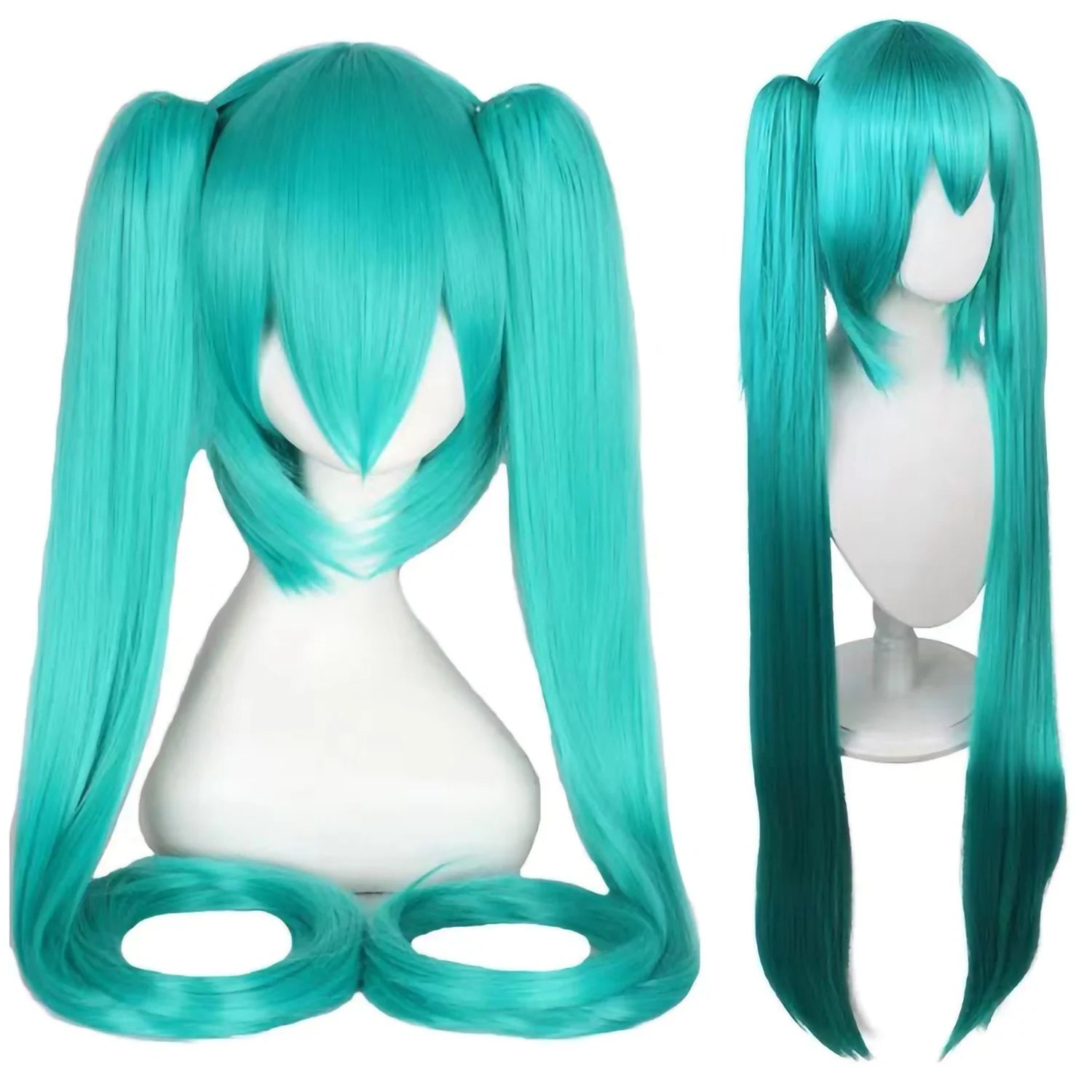110Cm Cosplay Wig Aqua Pink Anime Long Synthetic Hair Clips 2 Ponytails Lolita Wig for Halloween
