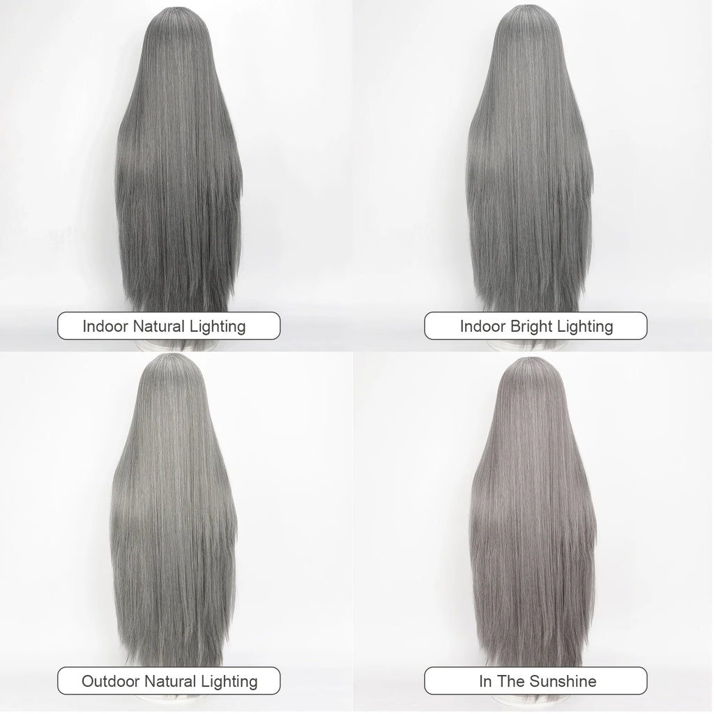 Cosplay Wig Final Fantasy Anime Wig Sephiroth Gray FF7 Anime Game Role-Play Wig Male Anime Synthetic Wig Widow'S Peak Bangs