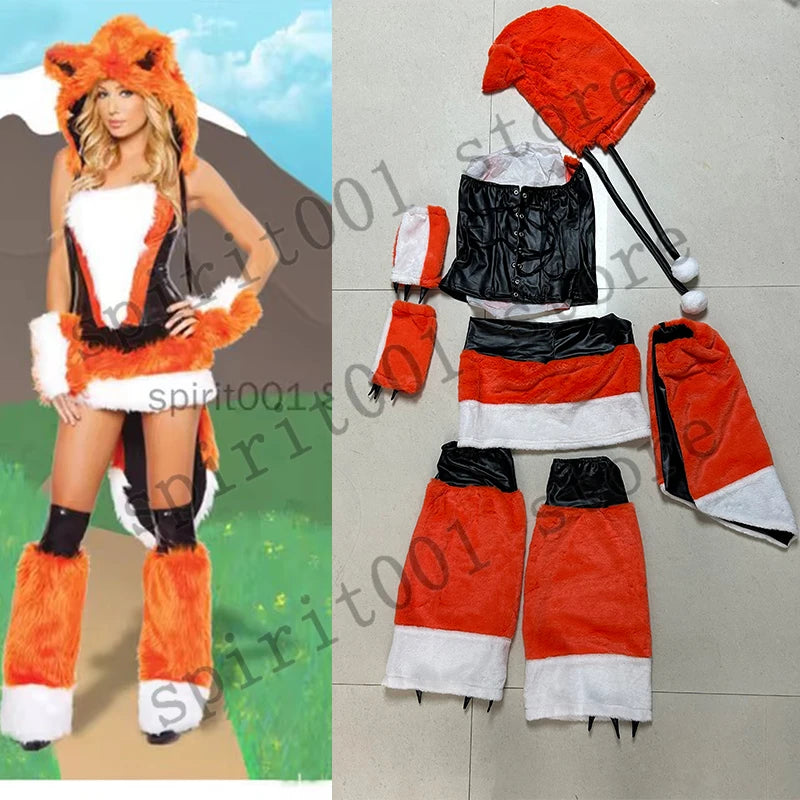New Sexy Furry Wolf Girl Costume Wolf Women Costumes Halloween Furry Costumes for Women Animal Costume Cosplay Christmas Costume
