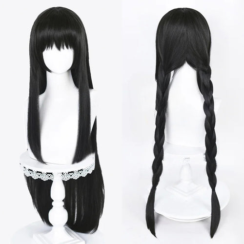 2 Styles Akemi Homura Cosplay Synthetic Wig 90Cm Long Black Wigs Cosplay Anime Wig Heat Resistant Hair Halloween