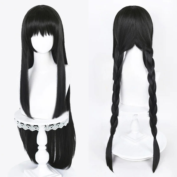 2 Styles Akemi Homura Cosplay Synthetic Wig 90Cm Long Black Wigs Cosplay Anime Wig Heat Resistant Hair Halloween