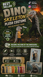Dino Skeleton Plush Costume – With or Without Sound